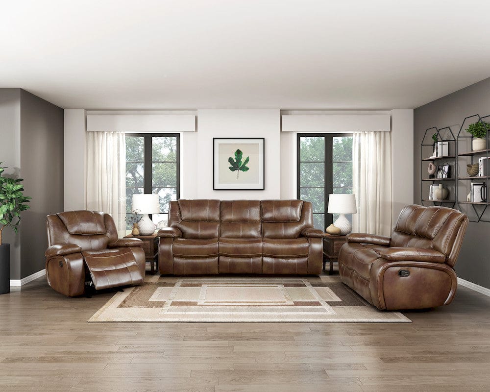 Homelegance  - Ellicott Double Reclining Sofa in Brown - 9639BR-3  view 6