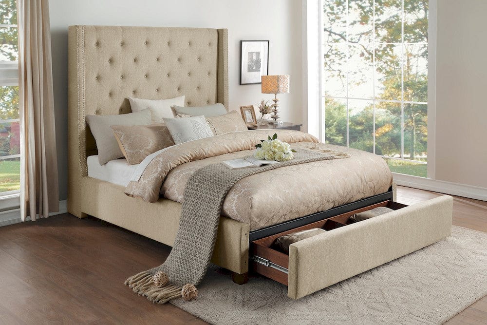 Homelegance  - Fairborn Full Platform Bed W/ Storage Footboard in Beige - 5877FBE-1DWx  view 2