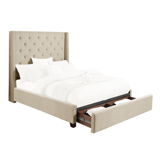 Homelegance  - Fairborn Queen Platform Bed W/ Storage Footboard in Beige - 5877BE-1DWx  view 1