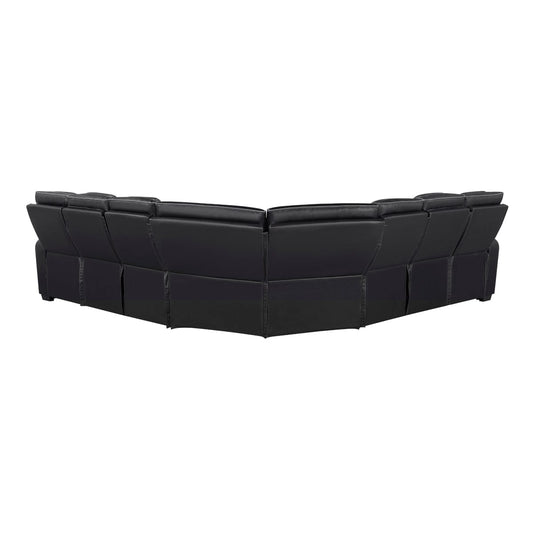 Homelegance  - Fairway 3-Piece Power Reclining Sectional W/ Center Power Headrests, Storage Arms, Cup holders, Charging Ports, Reading Lights, Wireless Chargers, Charging Ports and LED in Black - 9516BLKSx33L3RPWH view 2