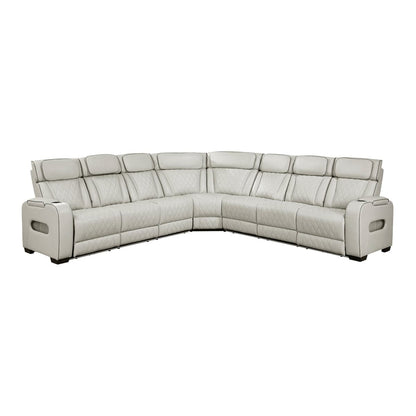 Homelegance  - Fairway 3-Piece Power Reclining Sectional W/ Center Power Headrests, Storage Arms, Cup holders, Charging Ports, Reading Lights, Wireless Chargers, Charging Ports and LED in Taupe - 9516TPESx33L3RPWH view 1
