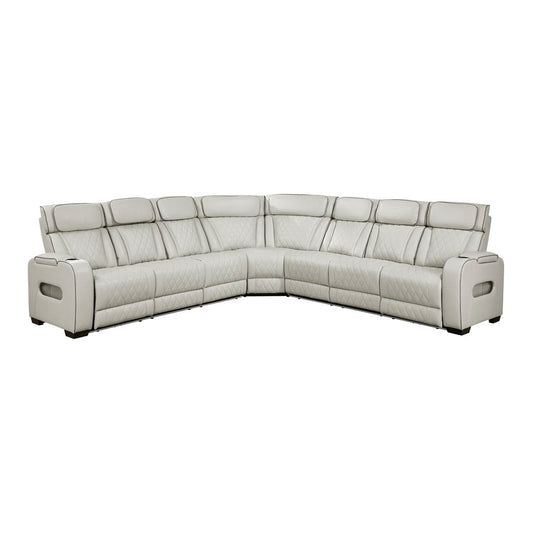 Homelegance  - Fairway 3-Piece Power Reclining Sectional W/ Center Power Headrests, Storage Arms, Cup holders, Charging Ports, Reading Lights, Wireless Chargers, Charging Ports and LED in Taupe - 9516TPESx33L3RPWH view 1