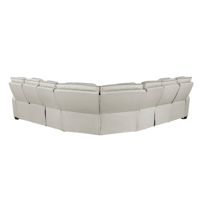 Homelegance  - Fairway 3-Piece Power Reclining Sectional W/ Center Power Headrests, Storage Arms, Cup holders, Charging Ports, Reading Lights, Wireless Chargers, Charging Ports and LED in Taupe - 9516TPESx33L3RPWH view 2