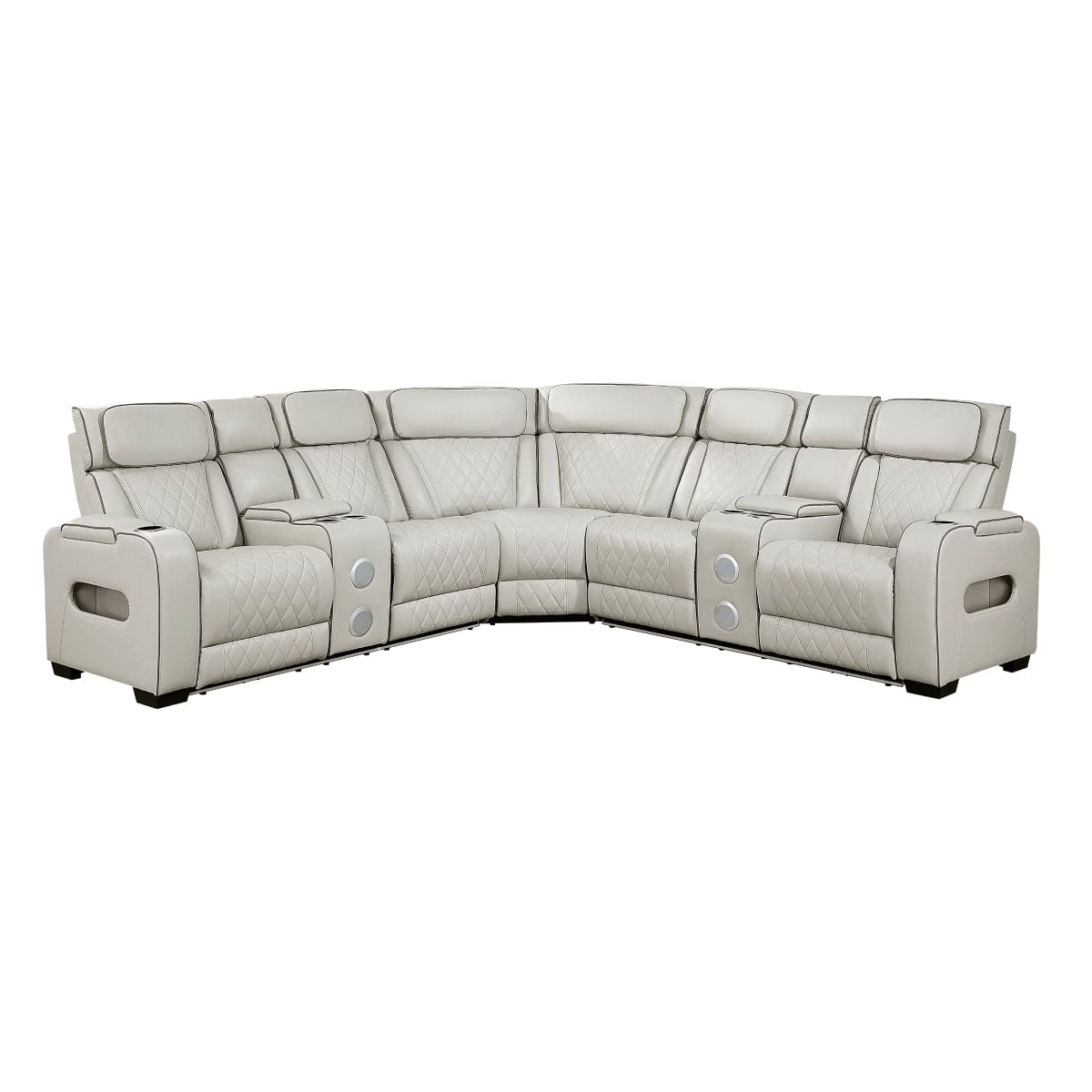 Homelegance  - Fairway 3-Piece Power Reclining Sectional W/ Consoles, Power Headrests, Storage Arms(Top and Side), Cup holders, Charging Ports, Wireless speakers and LED lighting in Taupe - 9516TPESx32LCN2RCNPWH view 1