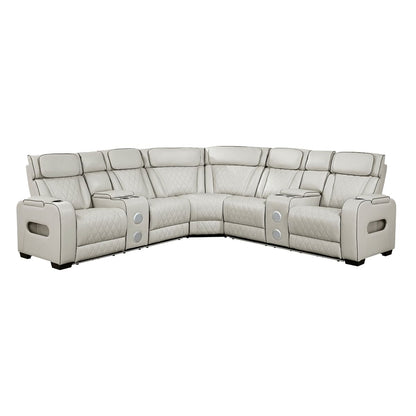 Homelegance  - Fairway 3-Piece Power Reclining Sectional W/ Consoles, Power Headrests, Storage Arms(Top and Side), Cup holders, Charging Ports, Wireless speakers and LED lighting in Taupe - 9516TPESx32LCN2RCNPWH view 1