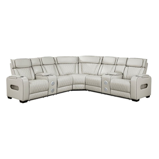 Homelegance  - Fairway 3-Piece Power Reclining Sectional W/ Consoles, Power Headrests, Storage Arms(Top and Side), Cup holders, Charging Ports, Wireless speakers and LED lighting in Taupe - 9516TPESx32LCN2RCNPWH view 1