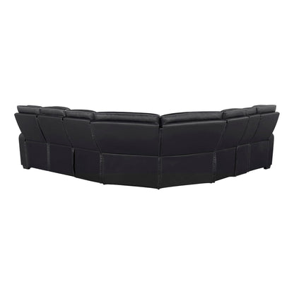 Homelegance  - Fairway 3-Piece Power Reclining Sectional W/ Left Side Console, Power Headrests, Storage Arms, Cup holders, Reading Lights, Charging Ports, Wireless speakers, 2 Wireless Chargers, and LED in Black - 9516BLKSx32LCN3RPWH view 2
