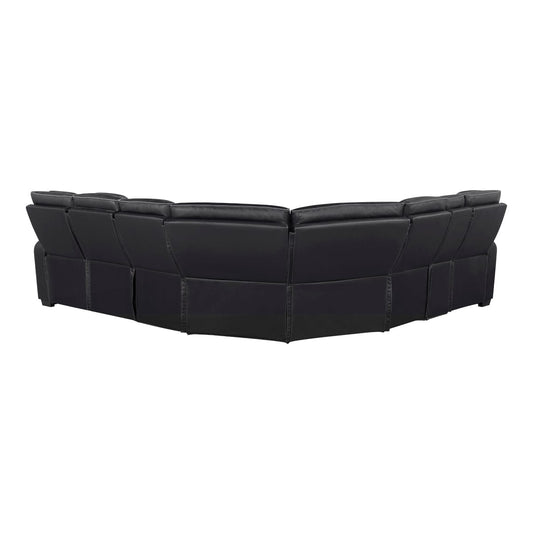 Homelegance  - Fairway 3-Piece Power Reclining Sectional W/ Left Side Console, Power Headrests, Storage Arms, Cup holders, Reading Lights, Charging Ports, Wireless speakers, 2 Wireless Chargers, and LED in Black - 9516BLKSx32LCN3RPWH view 2