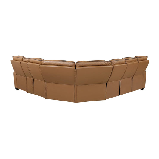 Homelegance  - Fairway 3-Piece Power Reclining Sectional W/ Right Side Console, Power Headrests, Storage Arms, Cup holders, Reading Lights, Charging Ports, Wireless speakers, 2 Wireless Chargers, and LED in Brown - 9516BRWSx33L2RCNPWH view 2