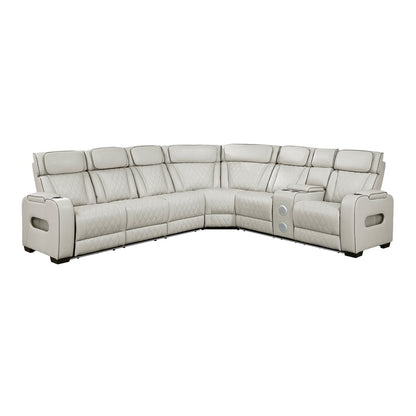 Homelegance  - Fairway 3-Piece Power Reclining Sectional W/ Right Side Console, Power Headrests, Storage Arms, Cup holders, Reading Lights, Charging Ports, Wireless speakers, 2 Wireless Chargers, and LED in Taupe - 9516TPESx33L2RCNPWH view 1