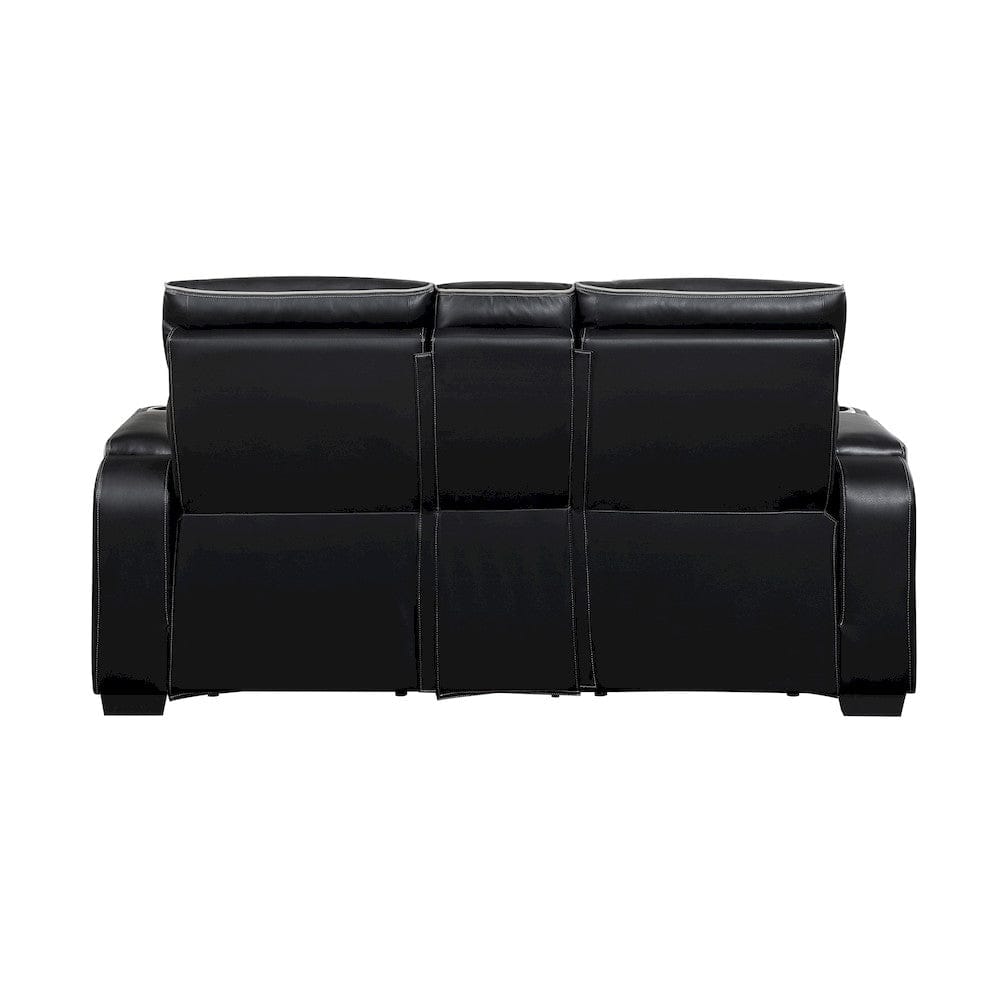 Homelegance  - Fairway Power Double Reclining Love Seat W/ Center Console, Power Headrests, Storage Arms(Top and Side), Cup holders, Charging Ports and LED lighting in Black - 9516BLK-2PWH  view 2