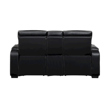 Homelegance  - Fairway Power Double Reclining Love Seat W/ Center Console, Power Headrests, Storage Arms(Top and Side), Cup holders, Charging Ports and LED lighting in Black - 9516BLK-2PWH  view 2