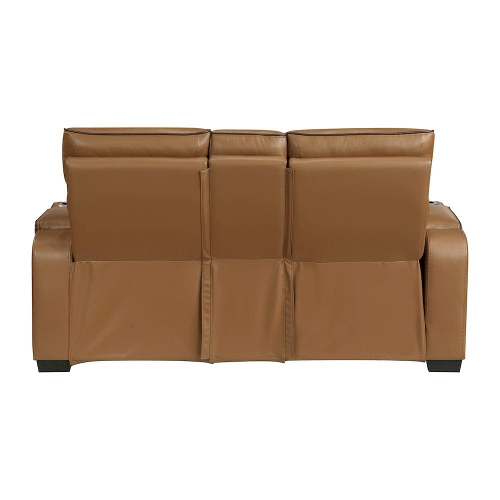 Homelegance  - Fairway Power Double Reclining Love Seat W/ Center Console, Power Headrests, Storage Arms(Top and Side), Cup holders, Charging Ports and LED lighting in Brown - 9516BRW-2PWH  view 2
