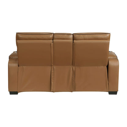 Homelegance  - Fairway Power Double Reclining Love Seat W/ Center Console, Power Headrests, Storage Arms(Top and Side), Cup holders, Charging Ports and LED lighting in Brown - 9516BRW-2PWH  view 2
