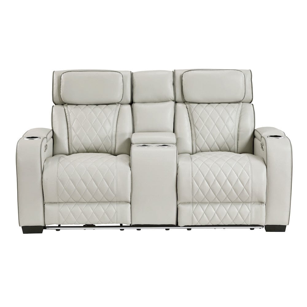 Homelegance  - Fairway Power Double Reclining Love Seat W/ Center Console, Power Headrests, Storage Arms(Top and Side), Cup holders, Charging Ports and LED lighting in Taupe - 9516TPE-2PWH  view 1
