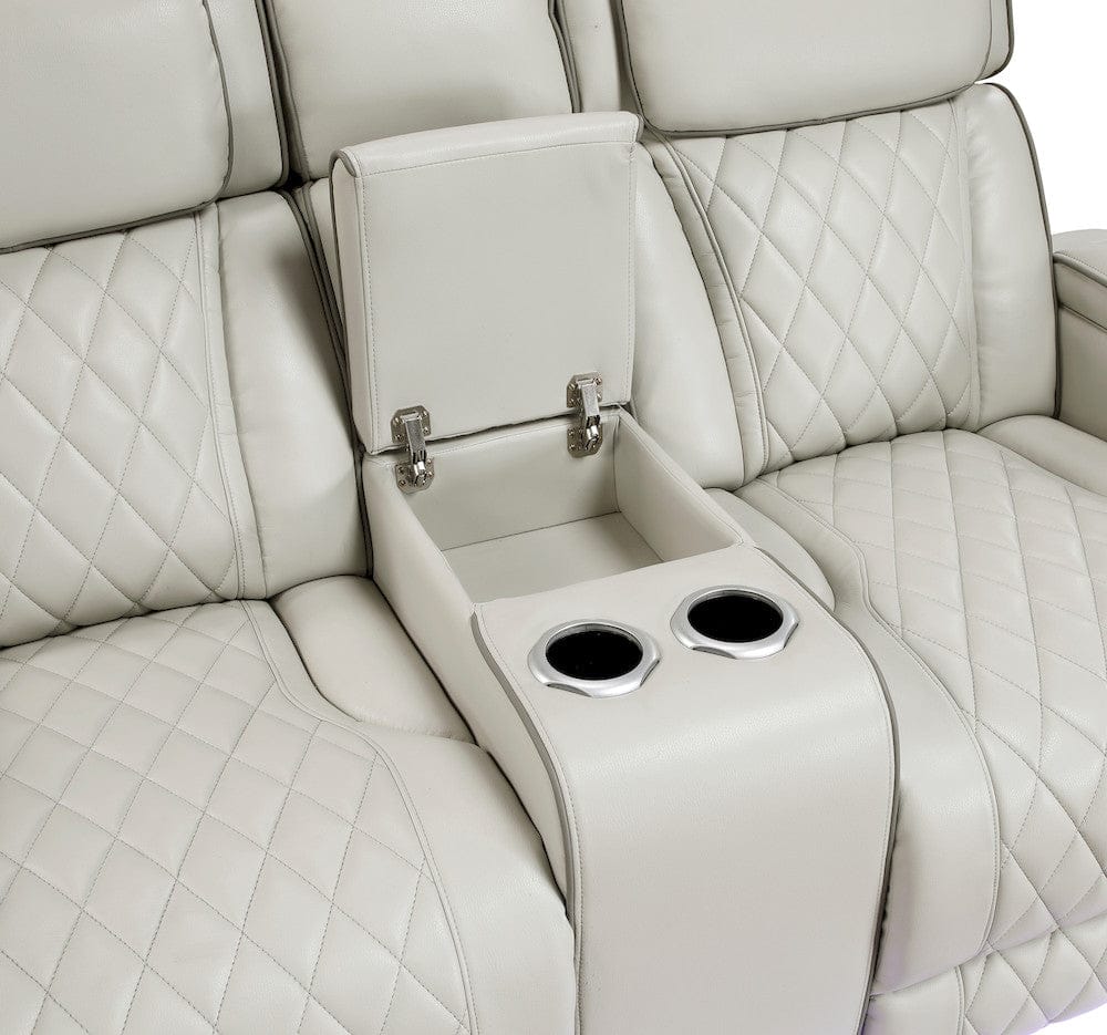 Homelegance  - Fairway Power Double Reclining Love Seat W/ Center Console, Power Headrests, Storage Arms(Top and Side), Cup holders, Charging Ports and LED lighting in Taupe - 9516TPE-2PWH  view 3