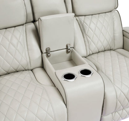 Homelegance  - Fairway Power Double Reclining Love Seat W/ Center Console, Power Headrests, Storage Arms(Top and Side), Cup holders, Charging Ports and LED lighting in Taupe - 9516TPE-2PWH  view 3