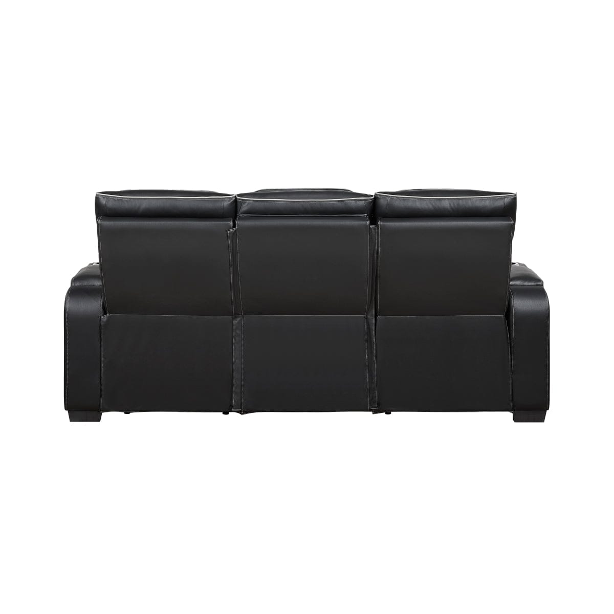 Homelegance  - Fairway Power Double Reclining Sofa W/ Center Drop-Down Cup Holders, Power Headrests, Storage Arms, Cup holders and Reading Lights, Two Wireless Chargers, Charging Ports and LED Lighting in Black - 9516BLK-3PWH view 2