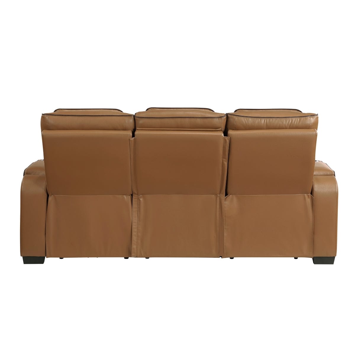 Homelegance  - Fairway Power Double Reclining Sofa W/ Center Drop-Down Cup Holders, Power Headrests, Storage Arms, Cup holders and Reading Lights, Two Wireless Chargers, Charging Ports and LED Lighting in Brown - 9516BRW-3PWH view 2