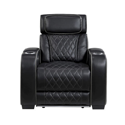 Homelegance  - Fairway Power Reclining Chair W/ Power Headrest, Cup holders and Storage Arms(Top and Side), Charging Ports and LED lighting in Black - 9516BLK-1PWH  view 2