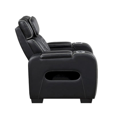 Homelegance  - Fairway Power Reclining Chair W/ Power Headrest, Cup holders and Storage Arms(Top and Side), Charging Ports and LED lighting in Black - 9516BLK-1PWH  view 3