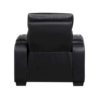 Homelegance  - Fairway Power Reclining Chair W/ Power Headrest, Cup holders and Storage Arms(Top and Side), Charging Ports and LED lighting in Black - 9516BLK-1PWH  view 5