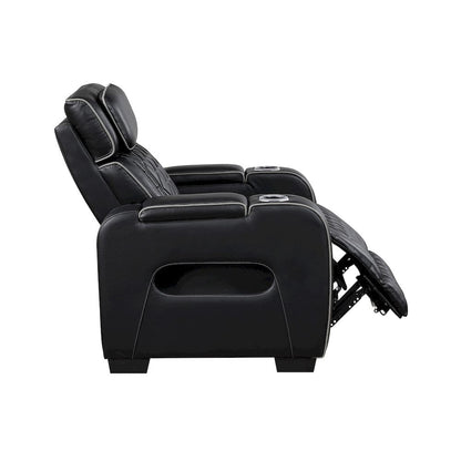 Homelegance  - Fairway Power Reclining Chair W/ Power Headrest, Cup holders and Storage Arms(Top and Side), Charging Ports and LED lighting in Black - 9516BLK-1PWH  view 8