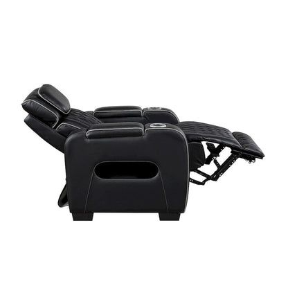 Homelegance  - Fairway Power Reclining Chair W/ Power Headrest, Cup holders and Storage Arms(Top and Side), Charging Ports and LED lighting in Black - 9516BLK-1PWH  view 9