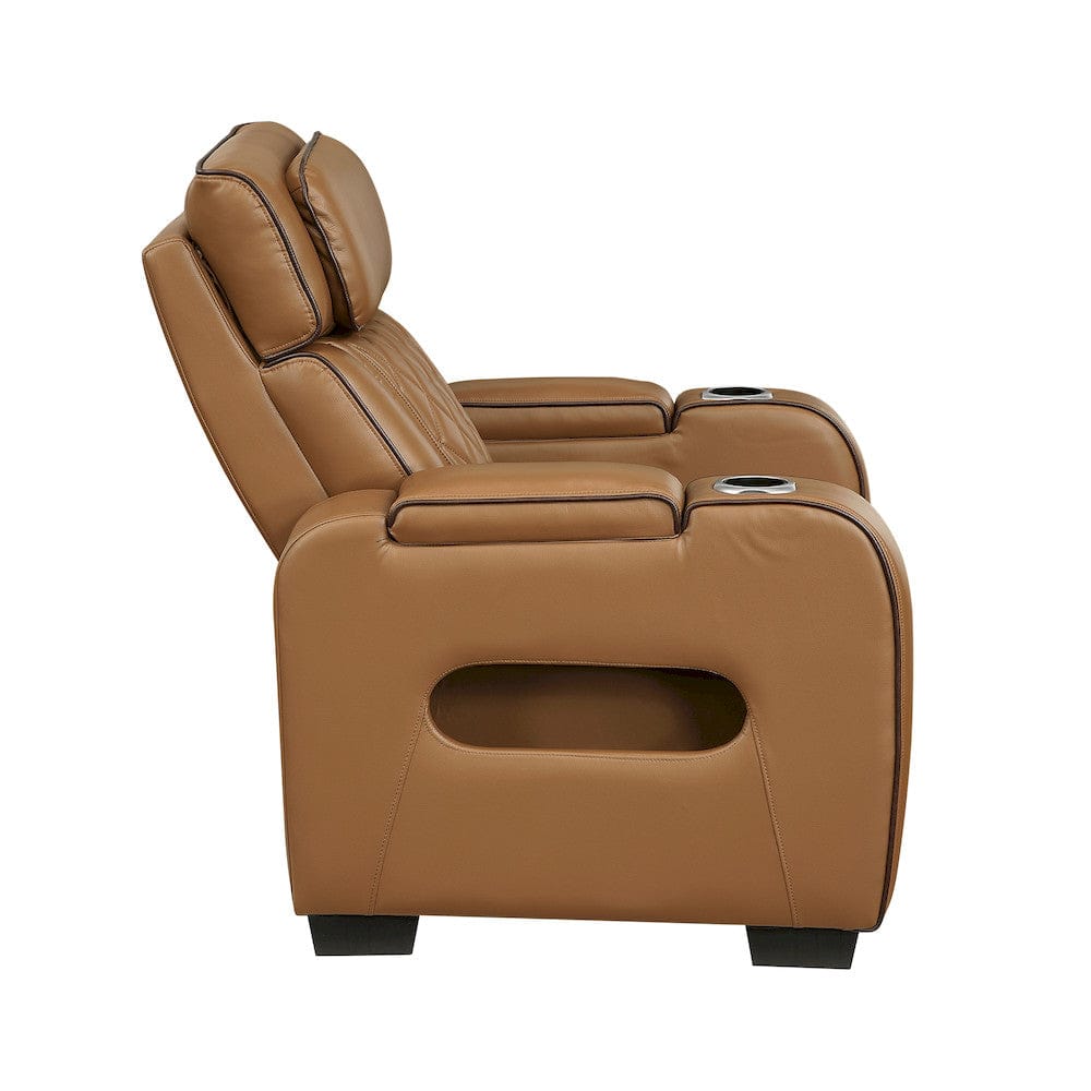 Homelegance  - Fairway Power Reclining Chair W/ Power Headrest, Cup holders and Storage Arms(Top and Side), Charging Ports and LED lighting in Brown - 9516BRW-1PWH  view 3