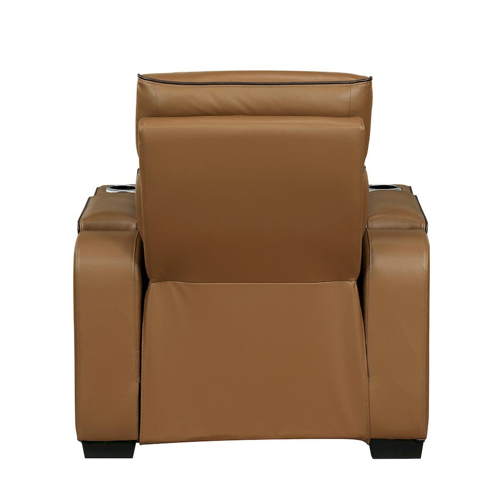 Homelegance  - Fairway Power Reclining Chair W/ Power Headrest, Cup holders and Storage Arms(Top and Side), Charging Ports and LED lighting in Brown - 9516BRW-1PWH  view 5