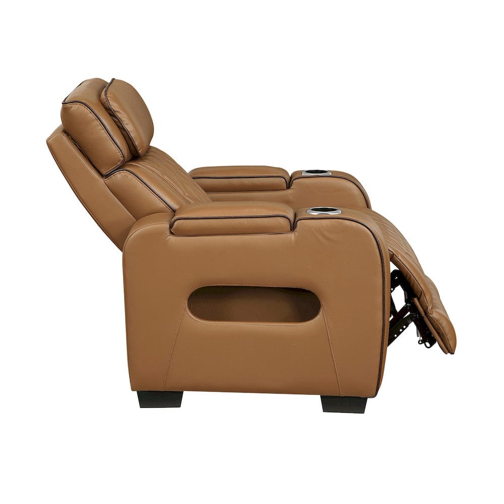 Homelegance  - Fairway Power Reclining Chair W/ Power Headrest, Cup holders and Storage Arms(Top and Side), Charging Ports and LED lighting in Brown - 9516BRW-1PWH  view 8