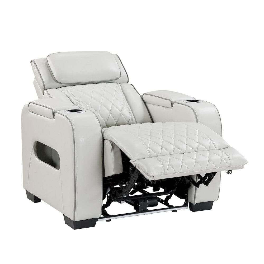 Homelegance  - Fairway Power Reclining Chair W/ Power Headrest, Cup holders and Storage Arms(Top and Side), Charging Ports and LED lighting in Taupe - 9516TPE-1PWH  view 8