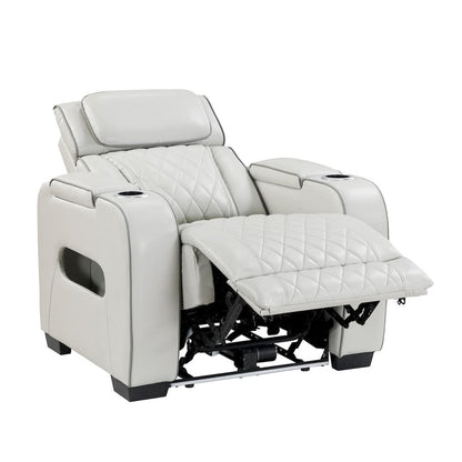 Homelegance  - Fairway Power Reclining Chair W/ Power Headrest, Cup holders and Storage Arms(Top and Side), Charging Ports and LED lighting in Taupe - 9516TPE-1PWH  view 8
