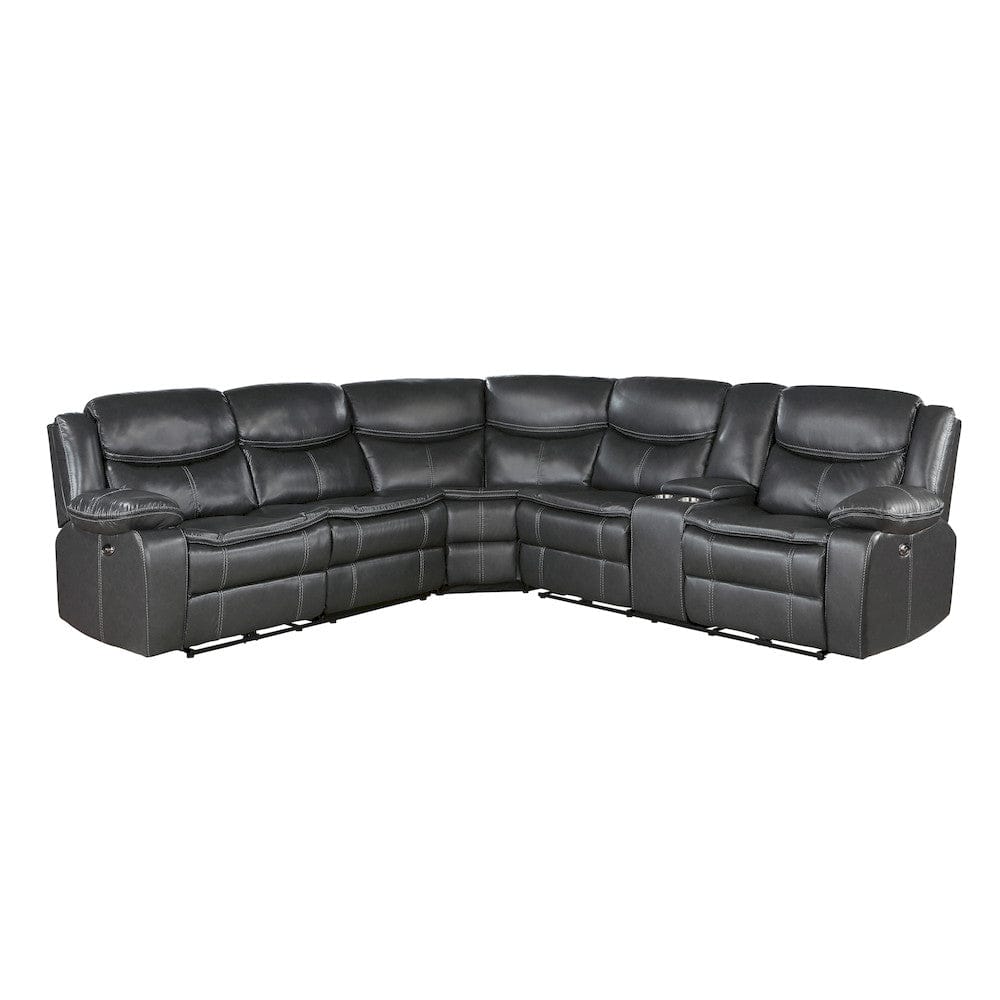 Homelegance  - Fargo 3-Piece Power Reclining Sectional W/ Right Console in Dark gray - 8528DGxSCPW  view 1