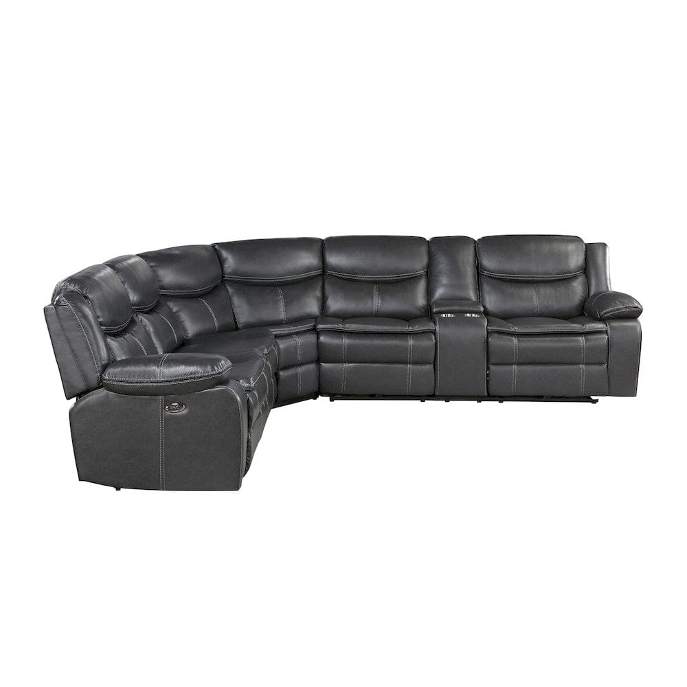 Homelegance  - Fargo 3-Piece Power Reclining Sectional W/ Right Console in Dark gray - 8528DGxSCPW  view 2