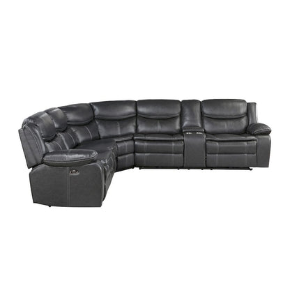 Homelegance  - Fargo 3-Piece Power Reclining Sectional W/ Right Console in Dark gray - 8528DGxSCPW  view 2