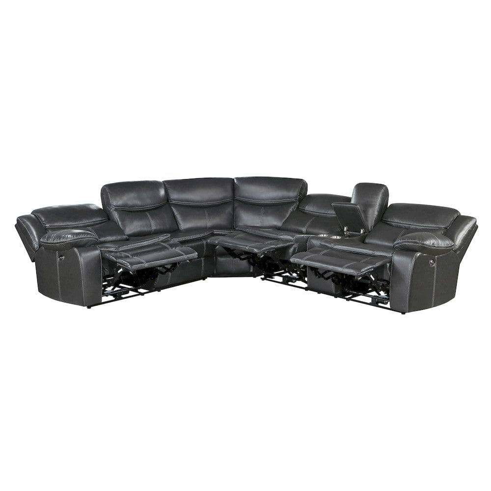 Homelegance  - Fargo 3-Piece Power Reclining Sectional W/ Right Console in Dark gray - 8528DGxSCPW  view 5