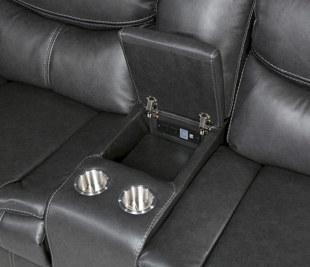 Homelegance  - Fargo 3-Piece Power Reclining Sectional W/ Right Console in Dark gray - 8528DGxSCPW  view 6