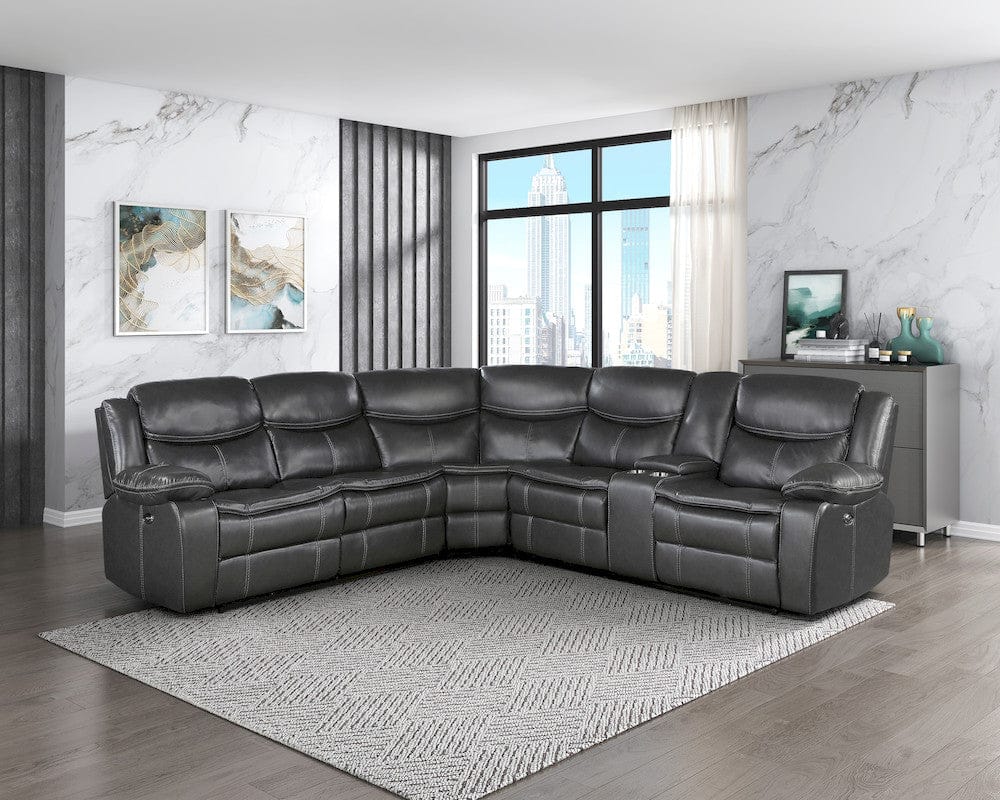Homelegance  - Fargo 3-Piece Power Reclining Sectional W/ Right Console in Dark gray - 8528DGxSCPW  view 7