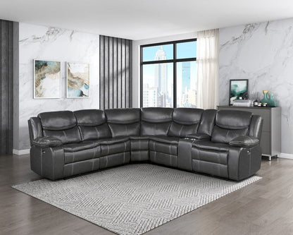 Homelegance  - Fargo 3-Piece Power Reclining Sectional W/ Right Console in Dark gray - 8528DGxSCPW  view 7
