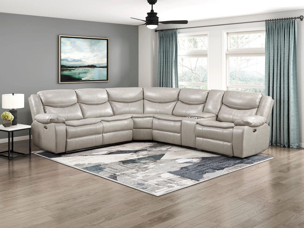 Homelegance  - Fargo 3-Piece Power Reclining Sectional W/ Right Console in Silver Gray - 8528TPxSCPW  view 12