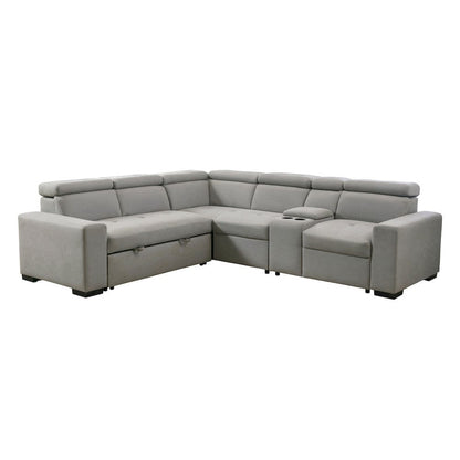 Homelegance  - Farrah 3-Piece Sectional W/ Adjustable Headrests, Pull-out Bed and Console in Light gray - 9219GYxSC  view 1