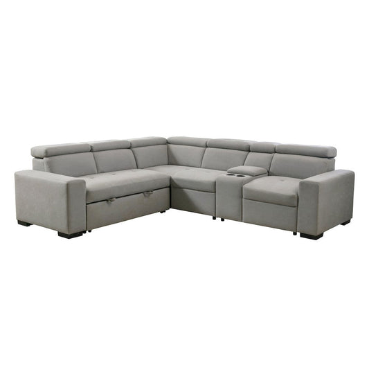 Homelegance  - Farrah 3-Piece Sectional W/ Adjustable Headrests, Pull-out Bed and Console in Light gray - 9219GYxSC  view 1