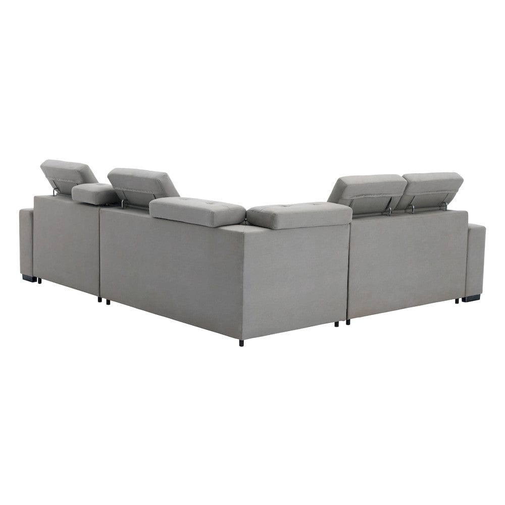 Homelegance  - Farrah 3-Piece Sectional W/ Adjustable Headrests, Pull-out Bed and Console in Light gray - 9219GYxSC  view 7