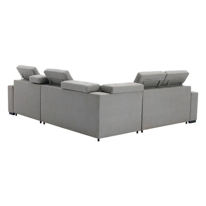 Homelegance  - Farrah 3-Piece Sectional W/ Adjustable Headrests, Pull-out Bed and Console in Light gray - 9219GYxSC  view 7