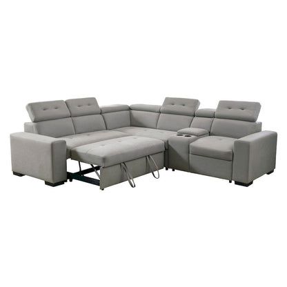 Homelegance  - Farrah 3-Piece Sectional W/ Adjustable Headrests, Pull-out Bed and Console in Light gray - 9219GYxSC  view 9