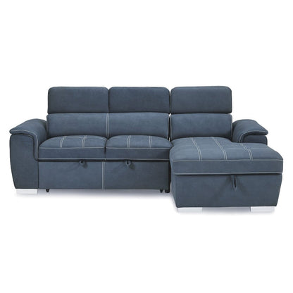 Homelegance  - Ferriday 2-Piece Sectional W/ Adjustable Headrests, Pull-out Bed and Right Chaise W/ Hidden Storage in Blue - 8228BUx  view 5