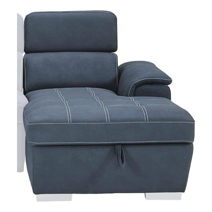 Homelegance  - Ferriday 2-Piece Sectional W/ Adjustable Headrests, Pull-out Bed and Right Chaise W/ Hidden Storage in Blue - 8228BUx  view 11