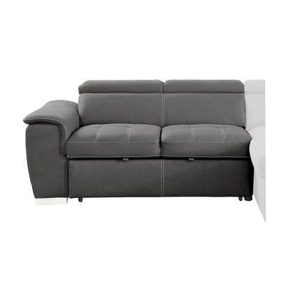 Homelegance  - Ferriday 2-Piece Sectional W/ Adjustable Headrests, Pull-out Bed and Right Chaise W/ Hidden Storage in Gray - 8228GYx  view 6