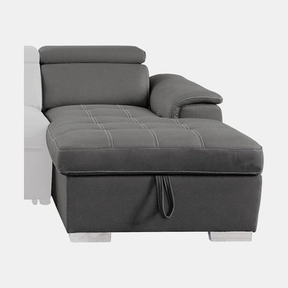 Homelegance  - Ferriday 2-Piece Sectional W/ Adjustable Headrests, Pull-out Bed and Right Chaise W/ Hidden Storage in Gray - 8228GYx  view 7